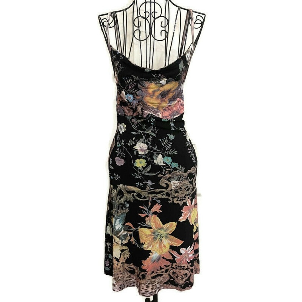 Roberto Cavalli Italy Black Floral Dress